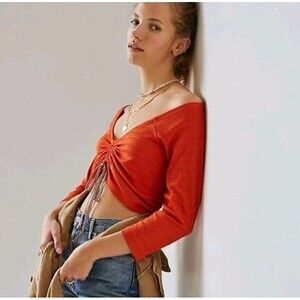 Anthropologie Womens Burnt Orange Sabrina Cinched Top Size XS